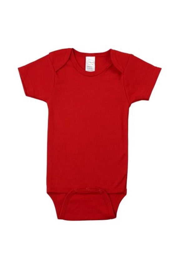 LS-0145 Interlock Short Sleeve Bodysuit, Red - Newborn