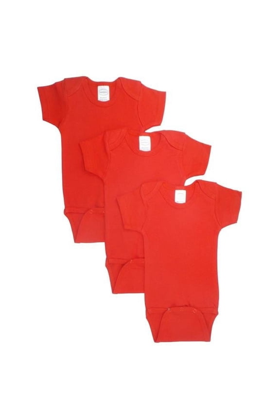 LS-0151 Short Sleeve Bodysuit - Red, Medium - Pack of 3