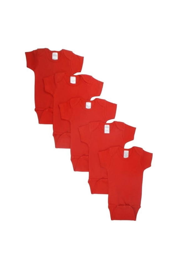 LS-0154 Short Sleeve Bodysuit - Red, Small - Pack of 5