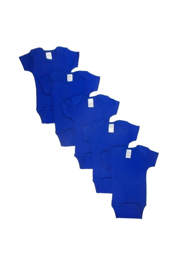 LS-0166 Short Sleeve Bodysuit - Blue, Newborn - Pack of 5