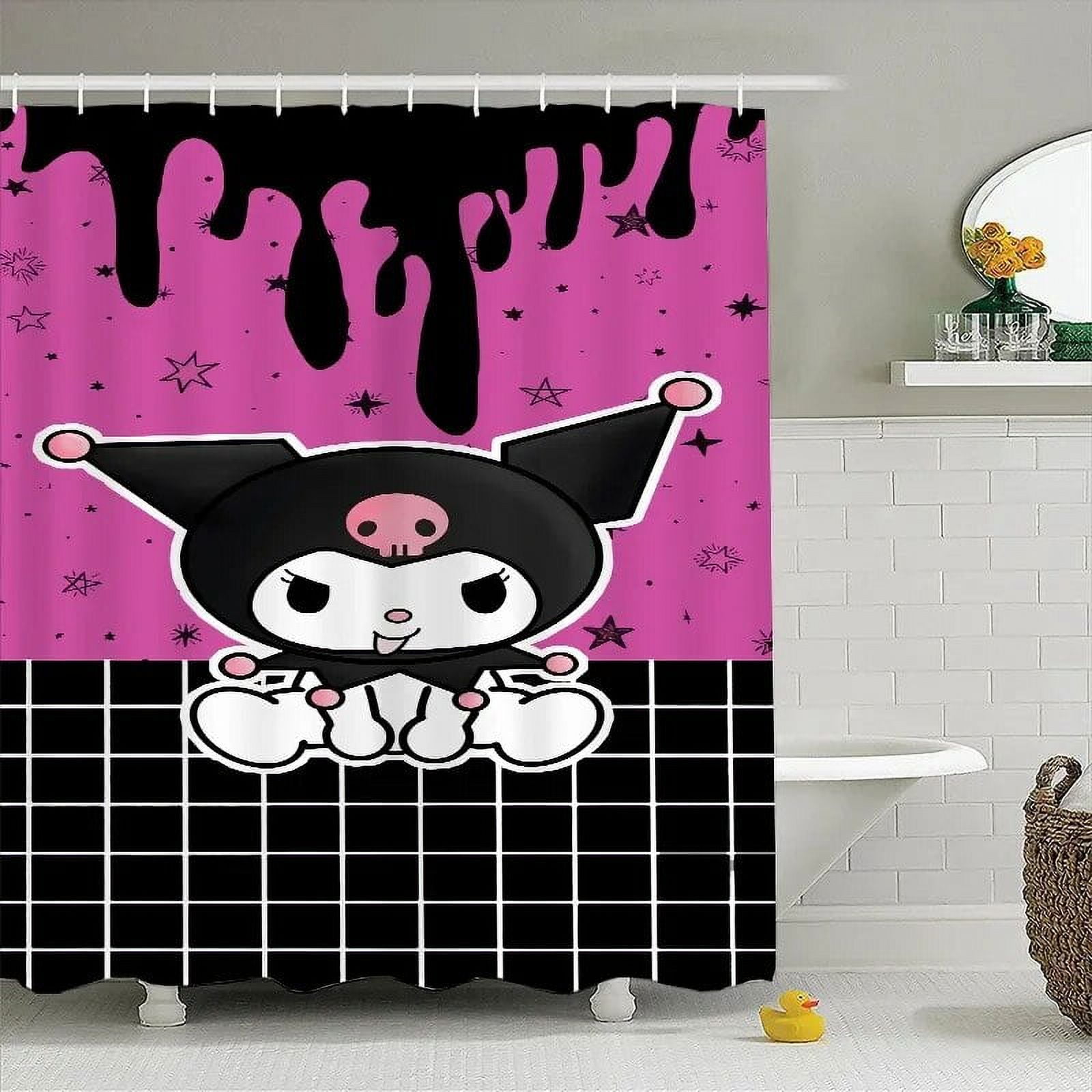 LS 180200cm Sanrio Kuromi Anime Plush Cartoon Shower Curtains Shower