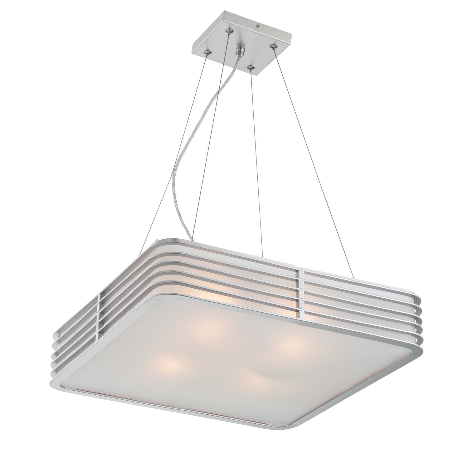 Babette 18" Silver Glass 4-Light Pendant Lamp
