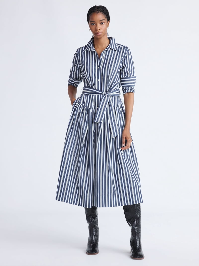 cotton shirt dress with belt Free Assembly Women's and Women's Plus Belted Maxi Shirtdress Long Sleeves, Sizes XS-4X smocked waist mini dress My darling bride @katiecboulter Waist:36 and define the waist Brown
