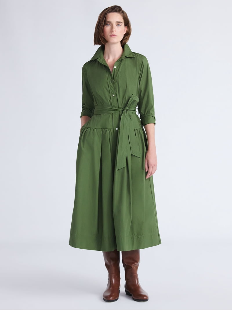 chinese dress ladies Chestnut Belted Shirt Maxi Dress Xs