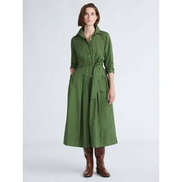 Free Assembly Women's Belted Utility Cotton Midi Shirtdress