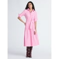 thumbnail image 1 of Free Assembly Women's and Women’s Plus Belted Cotton Maxi Shirtdress with Long Sleeves, Sizes XS-4X, 1 of 5