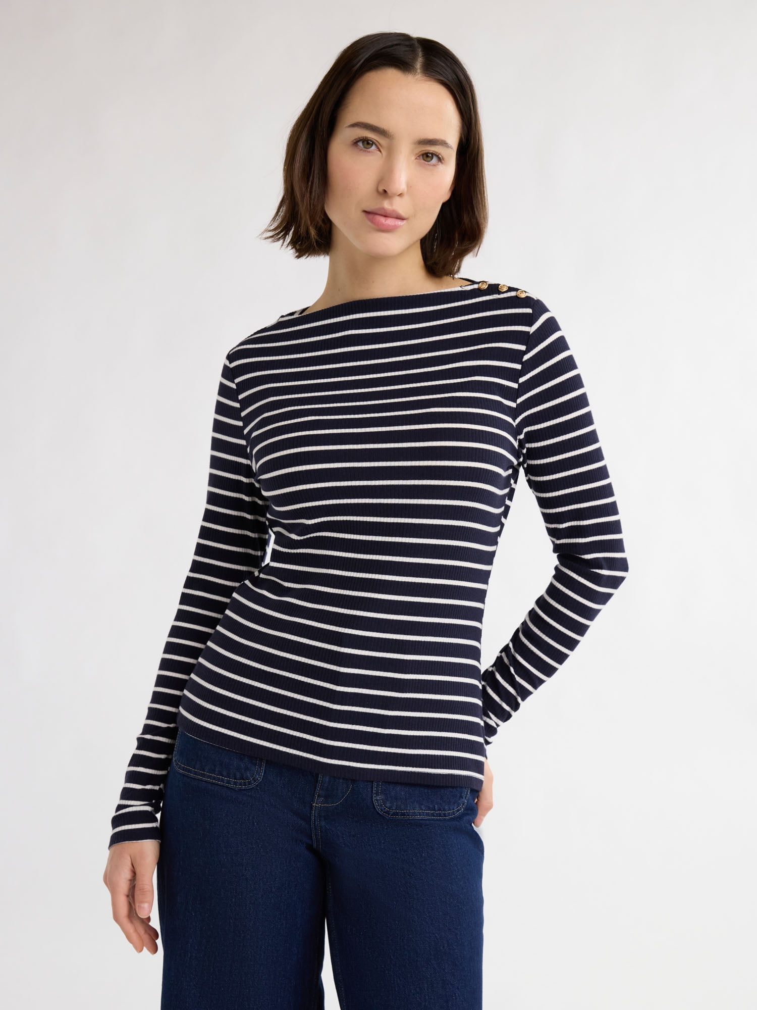 Free Assembly Women’s and Women's Plus Boatneck Top with Long Sleeves, Sizes XS-4X