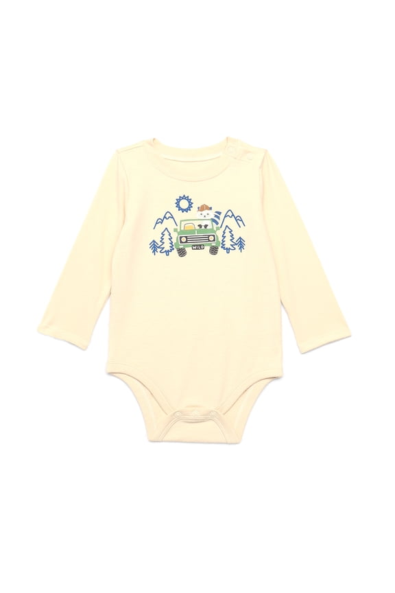 Baby Boy Graphic Bodysuit with Long Sleeves, Sizes 0M-24M