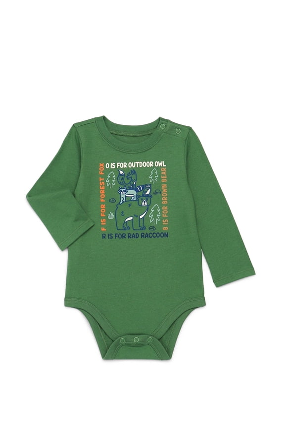 Baby Boy Graphic Bodysuit with Long Sleeves, Sizes 0M-24M