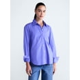 thumbnail image 1 of Free Assembly Women's and Women's Plus Button Front Cotton Shirt with Long Sleeves, Sizes XS-4X, 1 of 6