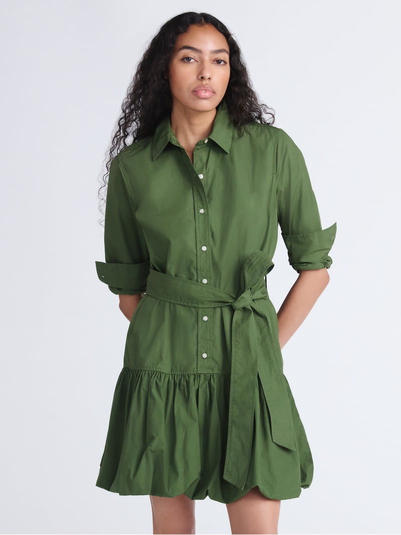 bubble hem cotton dress Cotton Bubble Hem Midi Dress