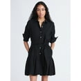 thumbnail image 1 of Free Assembly Women's Belted Bubble Hem Cotton Mini Dress with Long Sleeves, Sizes XS-XXL, 1 of 5