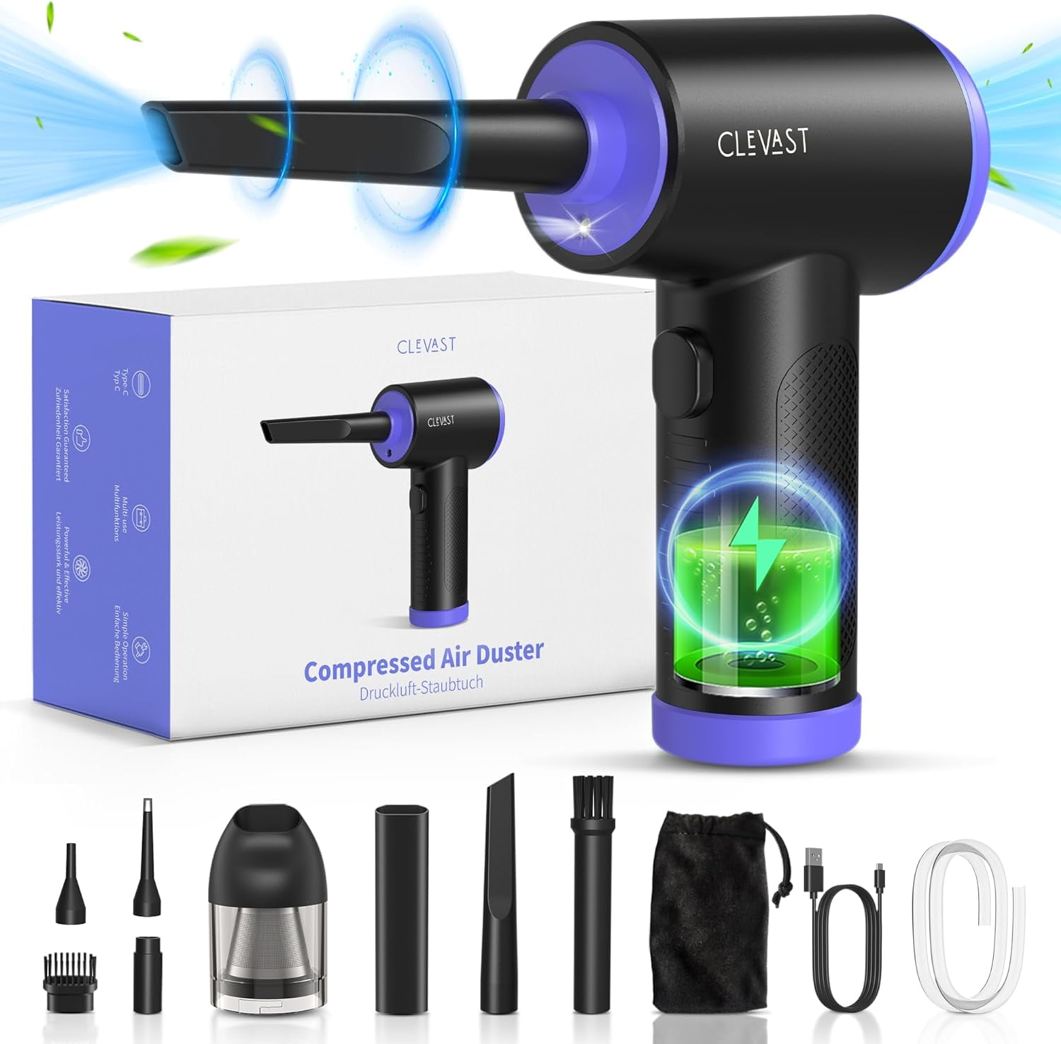 LS CLEVAST Compressed Air Duster 3 Gear 110000RPM Electric Air Duster