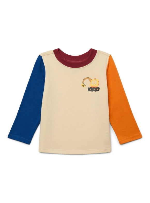 Baby Boys Colorblock Graphic Tee with Long Sleeves, Sizes 0M-24M