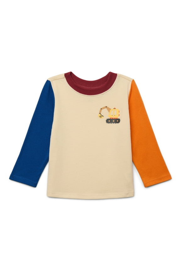 Baby Boys Colorblock Graphic Tee with Long Sleeves, Sizes 0M-24M