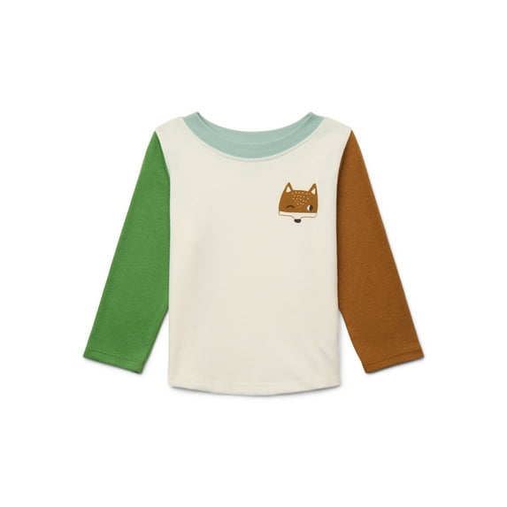 Garanimals Baby Boys Colorblock Graphic Tee with Long Sleeves, Sizes 0M-24M