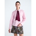 thumbnail image 1 of Free Assembly Women's Button Front Shirt with Satin Tie, Sizes XS-4X, 1 of 5