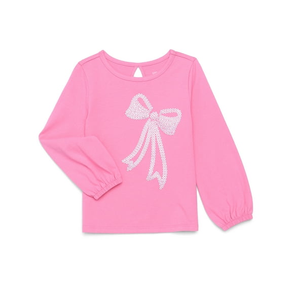Garanimals Toddler Girl Long Cuffed Sleeve Sequin Graphic Top, Sizes 18M-5T