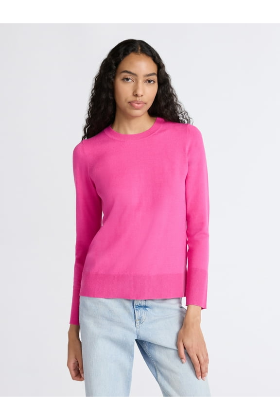 Women's and Women's Plus Cozy Yarn Crewneck Sweater with Long Sleeves. Lightweight, Sizes XS-4X