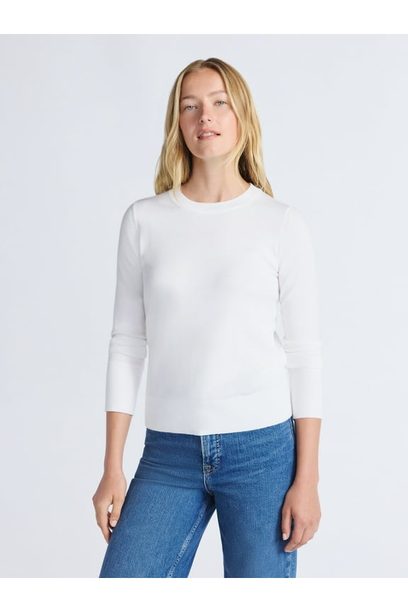 Women's and Women's Plus Cozy Yarn Crewneck Sweater with Long Sleeves. Lightweight, Sizes XS-4X