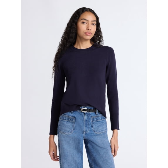 Free Assembly Women's and Women's Plus Cozy Yarn Crewneck Sweater with Long Sleeves. Lightweight, Sizes XS-4X