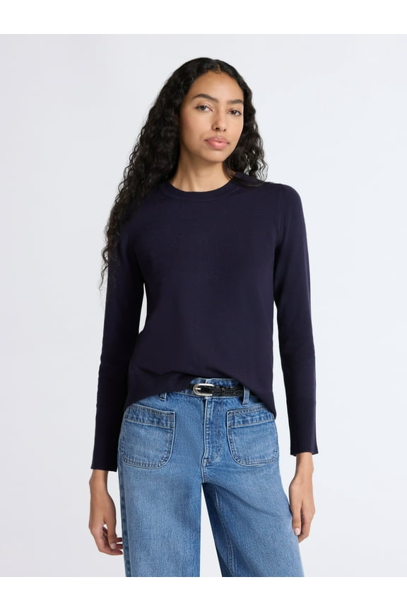 Women's and Women's Plus Cozy Yarn Crewneck Sweater with Long Sleeves. Lightweight, Sizes XS-4X