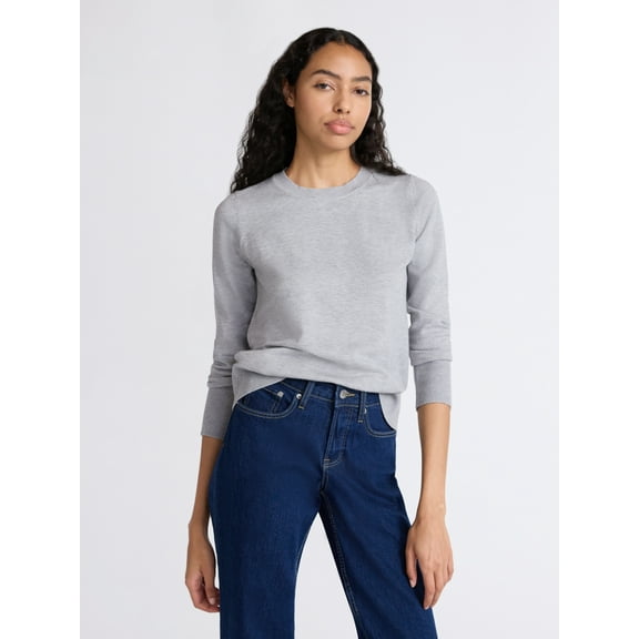 Free Assembly Women's and Women's Plus Cozy Yarn Crewneck Sweater with Long Sleeves. Lightweight, Sizes XS-4X