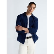 Men's Button Front Double Cloth Shirt with Long Sleeves, Sizes XS-3XL