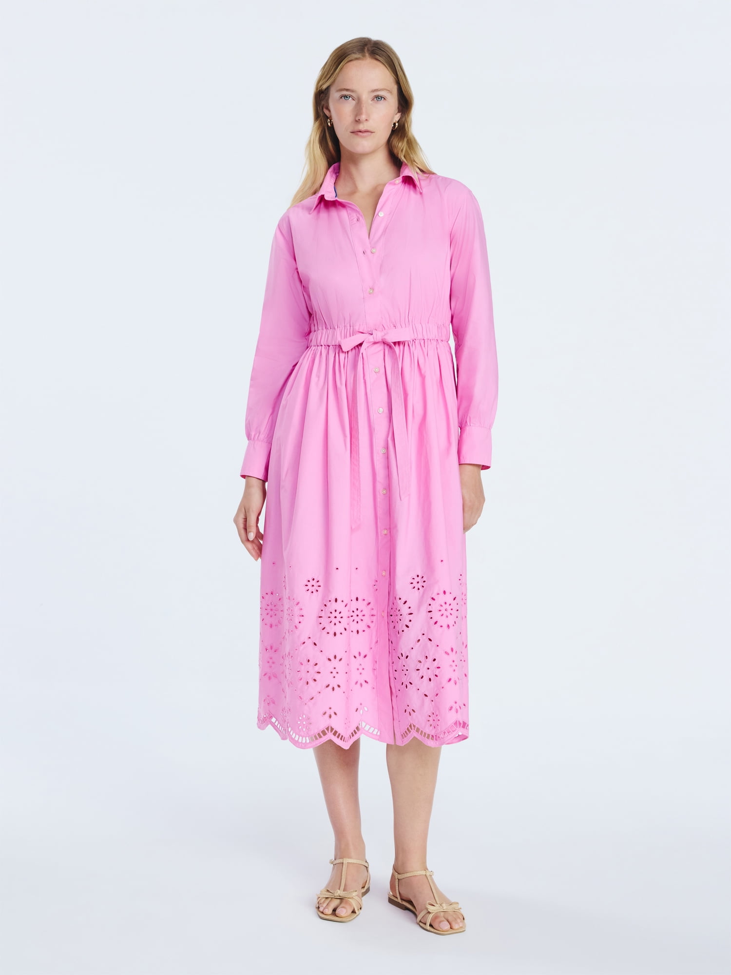Free Assembly Women’s and Women's Plus Cotton Eyelet Maxi Shirtdress, Sizes XS-4X