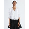 thumbnail image 1 of Free Assembly Women's Cotton Eyelet Ruffle Neck Blouse with Long Sleeves, Sizes XS-XXL, 1 of 4