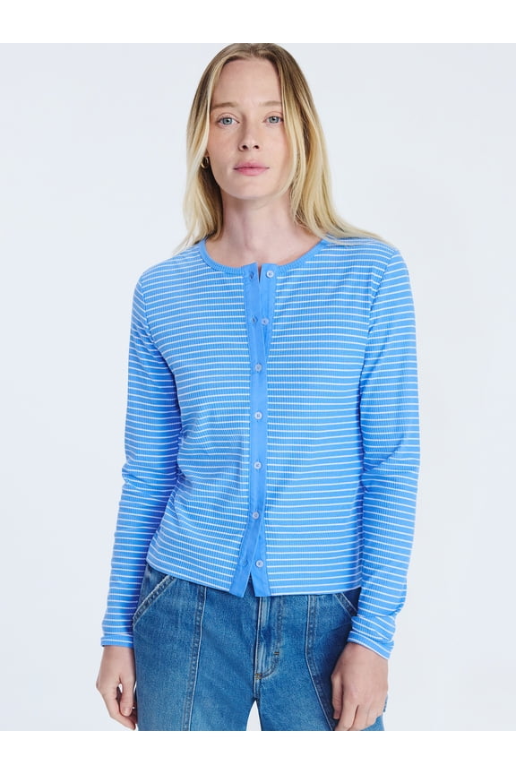 Women's Fitted Cardigan Sweater with Long Sleeves, Lightweight, Sizes XS-XXL