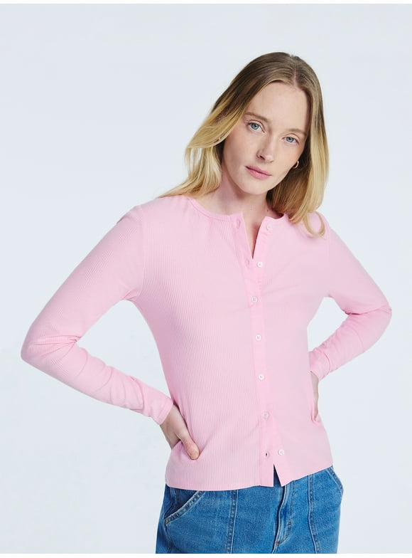 Women's Fitted Cardigan Sweater with Long Sleeves, Lightweight, Sizes XS-XXL