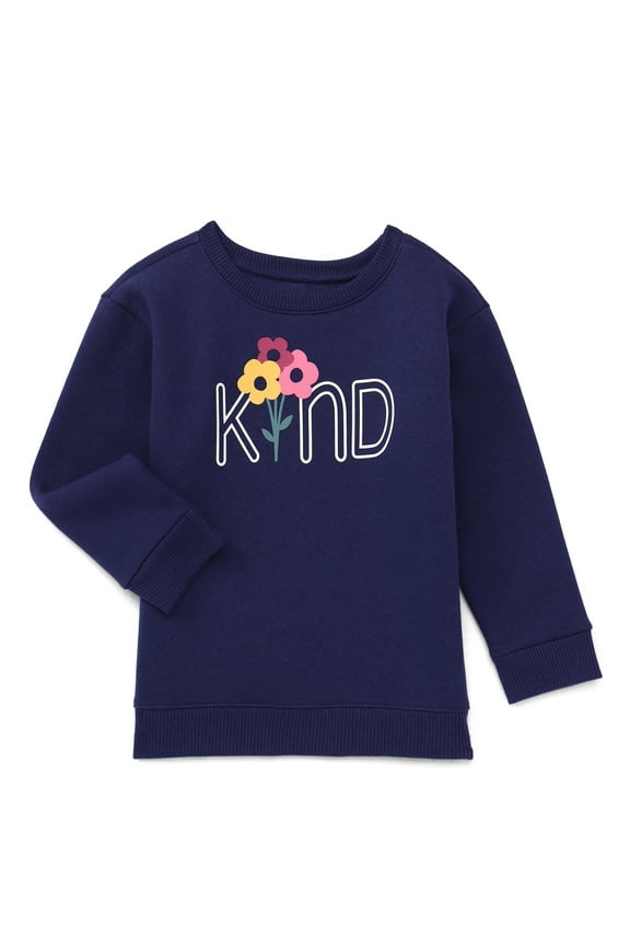 Toddler Girl Graphic Fleece Sweatshirt with Long Sleeves, Sizes 2T-5T