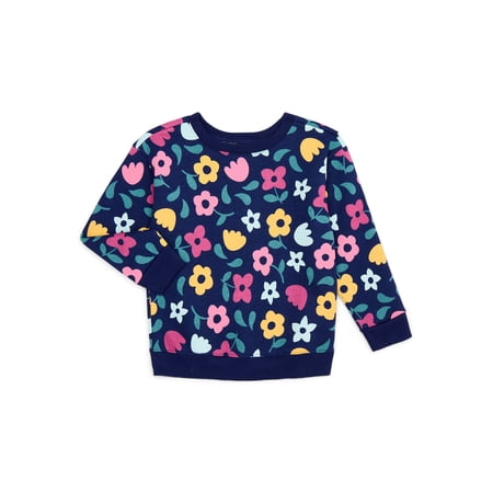 Garanimals Toddler Girl Printed Fleece Sweatshirt with Long Sleeves, Sizes 2T-5T