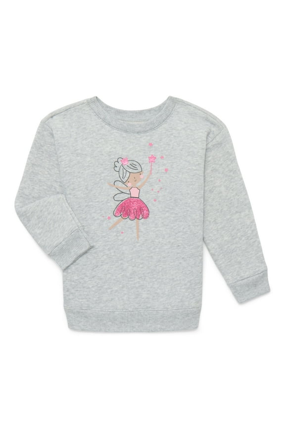 Toddler Girl Graphic Fleece Sweatshirt with Long Sleeves, Sizes 2T-5T