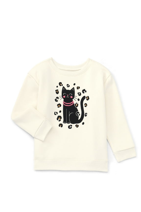 Toddler Girl Graphic Fleece Sweatshirt with Long Sleeves, Sizes 2T-5T