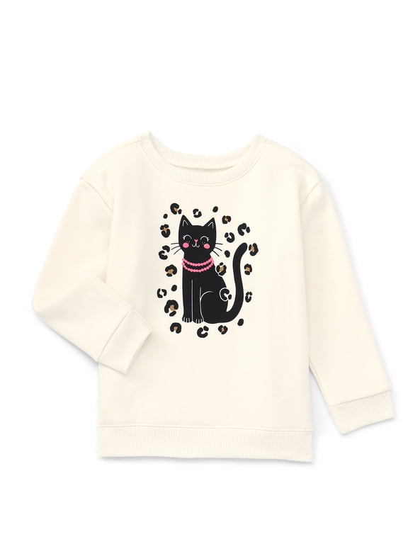 Toddler Girl Graphic Fleece Sweatshirt with Long Sleeves, Sizes 2T-5T