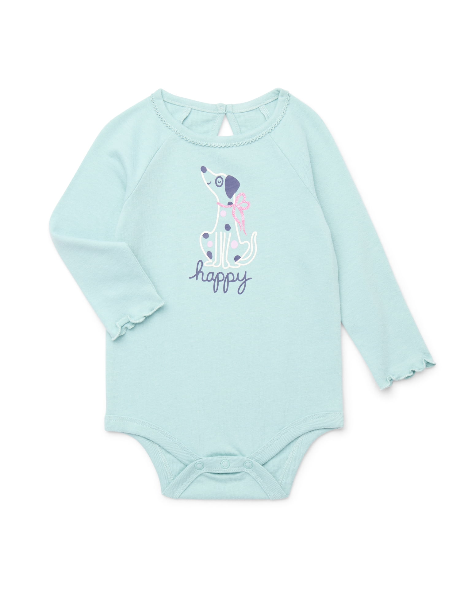 Garanimals Baby Girl Graphic Print Bodysuit with Long Sleeves, Sizes 0-24 Months