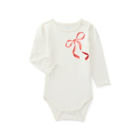 Garanimals Baby Girls Graphic Bodysuit with Long Sleeves, Sizes 0M-24M