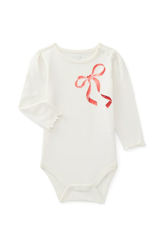 Baby Girls Graphic Bodysuit with Long Sleeves, Sizes 0M-24M