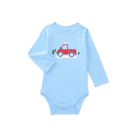 Garanimals Baby Boy Holiday Long Sleeve Graphic Bodysuit, Sizes 0-24 Months