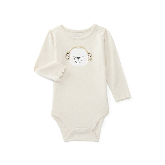 Garanimals Baby Girls Graphic Bodysuit with Long Sleeves, Sizes 0M-24M