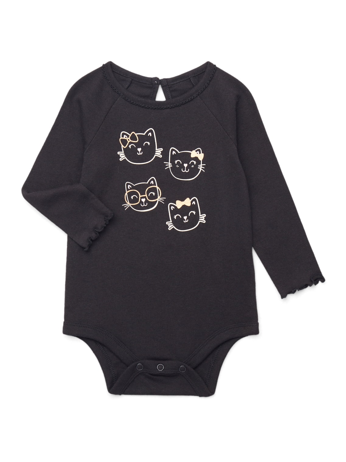 Garanimals Baby Girl Graphic Print Bodysuit with Long Sleeves, Sizes 0-24 Months