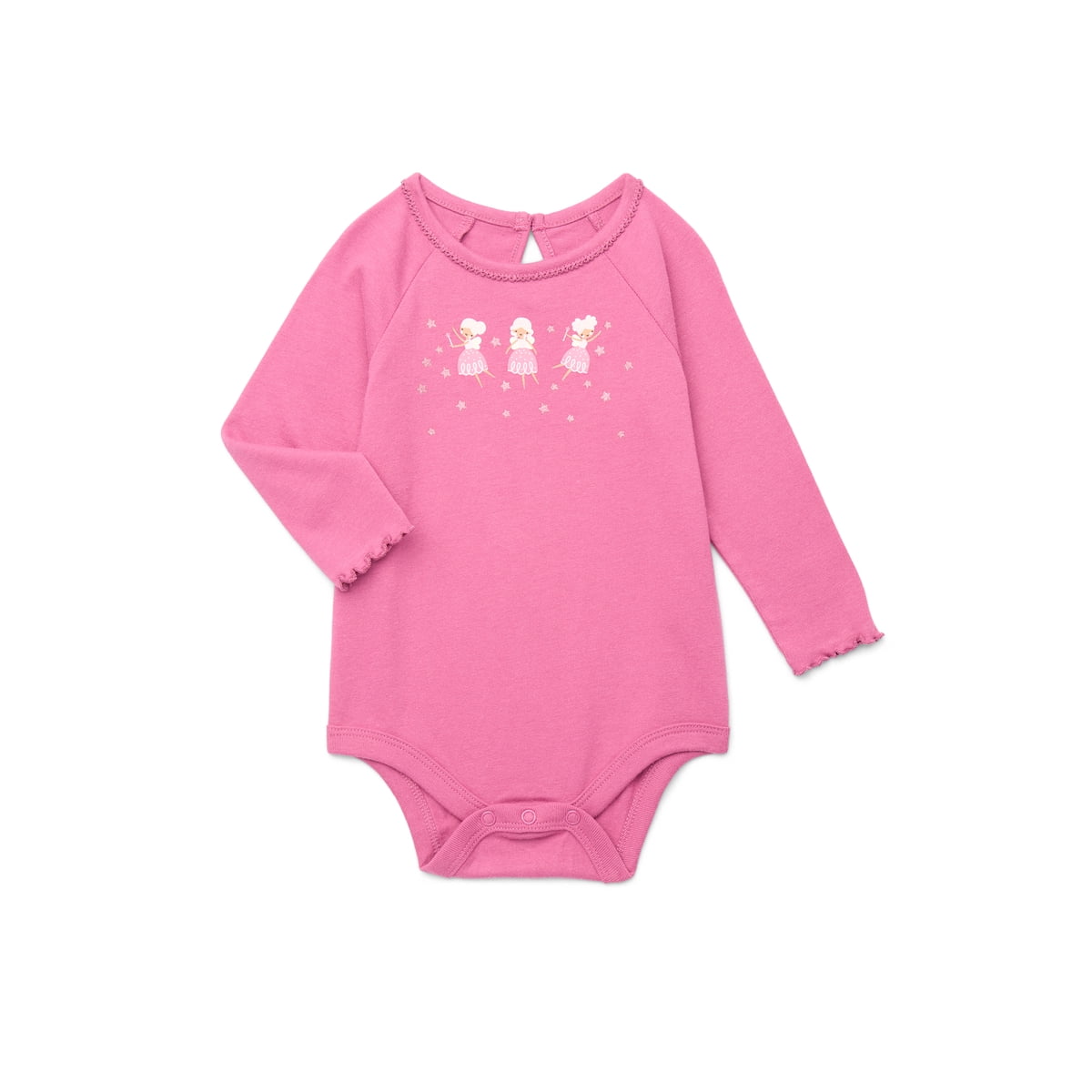 Garanimals Baby Girl Graphic Print Bodysuit with Long Sleeves, Sizes 0-24 Months