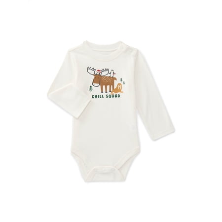 Garanimals Baby Boys Graphic Bodysuit with Long Sleeves, Sizes 0M-24M