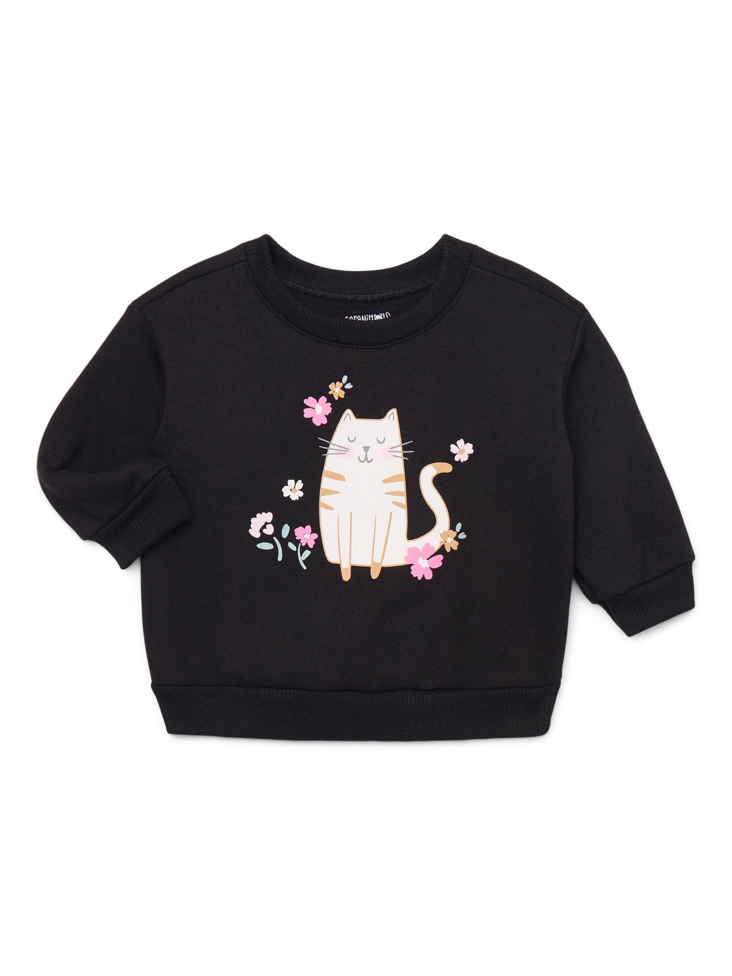 Garanimals Baby Girls Graphic Fleece Sweatshirt with Long Sleeves, Sizes 6-24 Months
