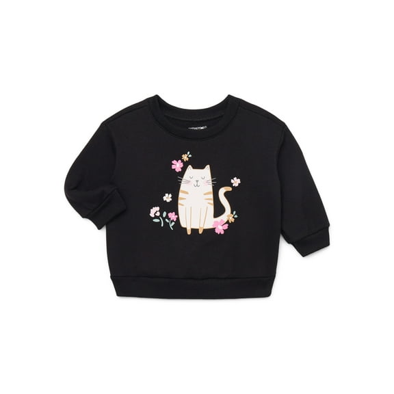 Garanimals Baby Girls Graphic Fleece Sweatshirt with Long Sleeves, Sizes 6-24 Months