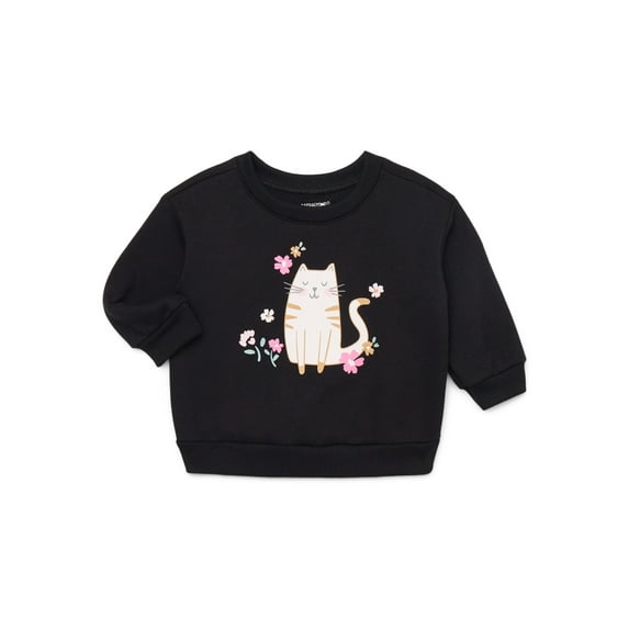 Garanimals Baby Girls Graphic Fleece Sweatshirt with Long Sleeves, Sizes 6-24 Months