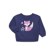 Garanimals Baby Girls Graphic Fleece Sweatshirt with Long Sleeves, Sizes 6-24 Months