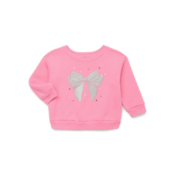 Garanimals Baby Girls Graphic Fleece Sweatshirt with Long Sleeves, Sizes 6-24 Months